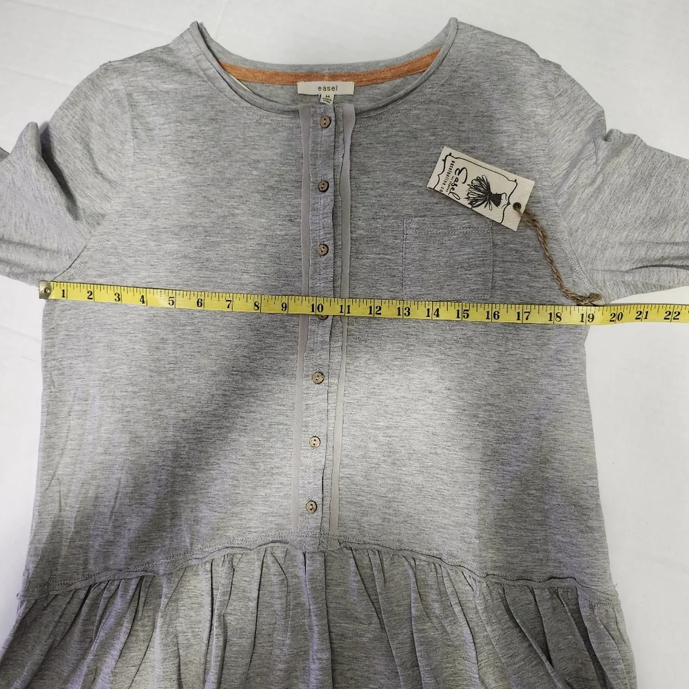 NWT   Easel   Women's S   Henley Tunic   Top   Gray & Orange - Picture 8 of 14